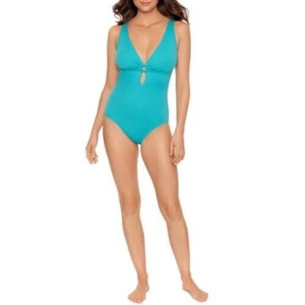 Time and Tru‎ Women's Turquoise Cove Oval One Piece Swimsuit Sz Small (4-6) NWT